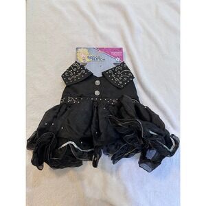 Doggy Parton Black Rhinestone Ruffle Pet Dress Small Dog Apparel 10-15 lbs NEW